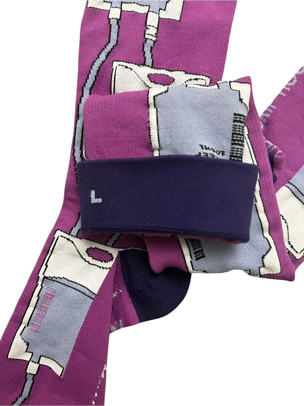 FIGS Unisex IV Bag Purple Knee High Compression Socks Size L Work Travel - Picture 3 of 4